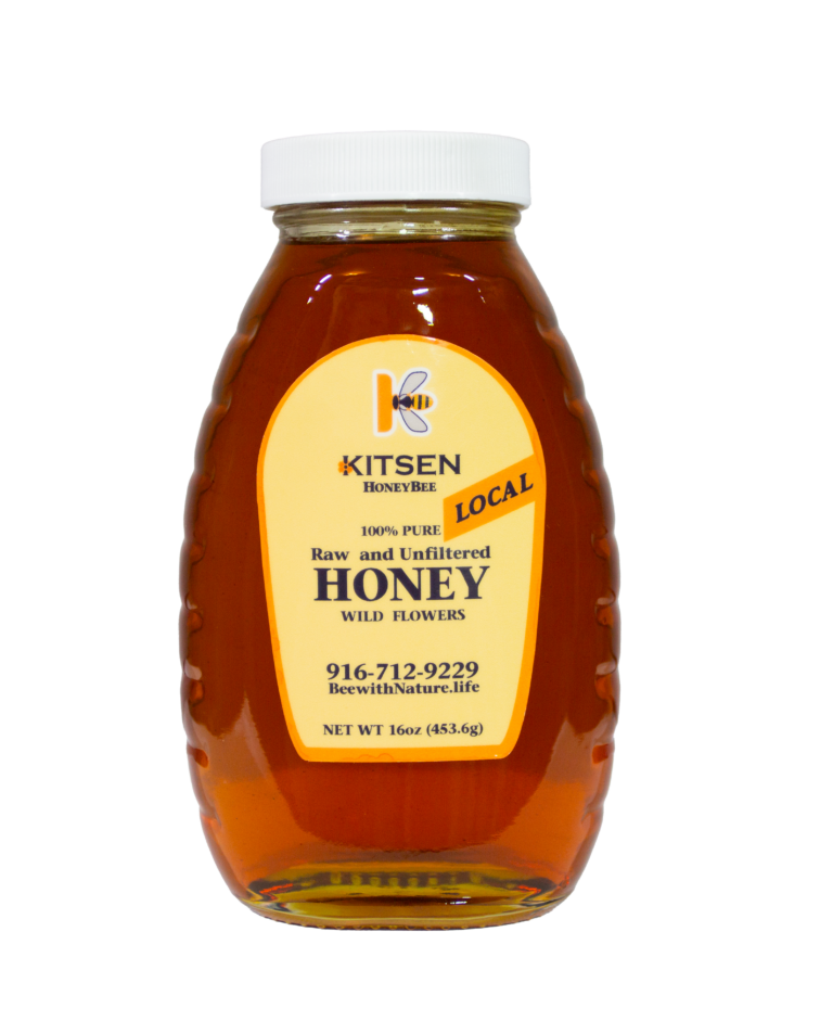 16oz jar of 100% organic natural raw honey from Bee With Nature - pure, unfiltered, and sustainably sourced