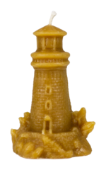 100% natural beeswax lighthouse candle from Bee With Nature, intricately crafted to resemble a lighthouse with detailed features