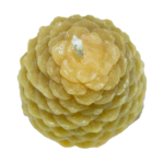 Top view of 100% natural beeswax pine cone candle from Bee With Nature, showing the intricate pattern from above