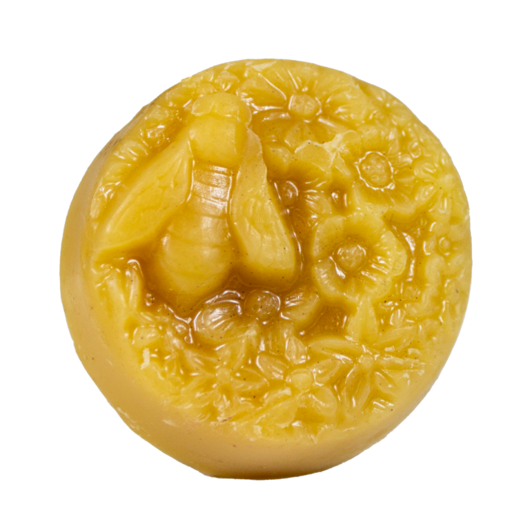 100% pure organic beeswax with a bee and flower design from Bee With Nature