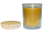 Bee With Nature 100% pure organic beeswax candle in a glass jar with the lid off